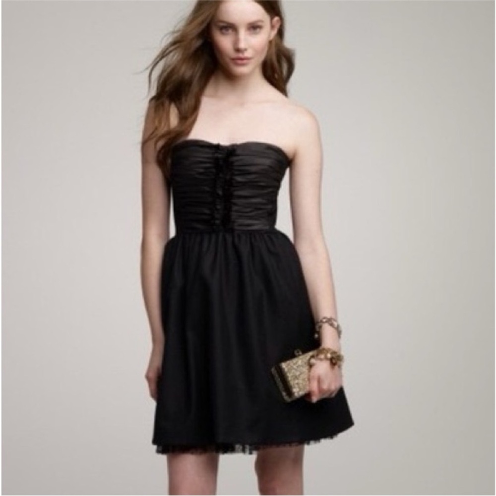 J.Crew Collection Black Strapless Ruched Dress Womens Size 6